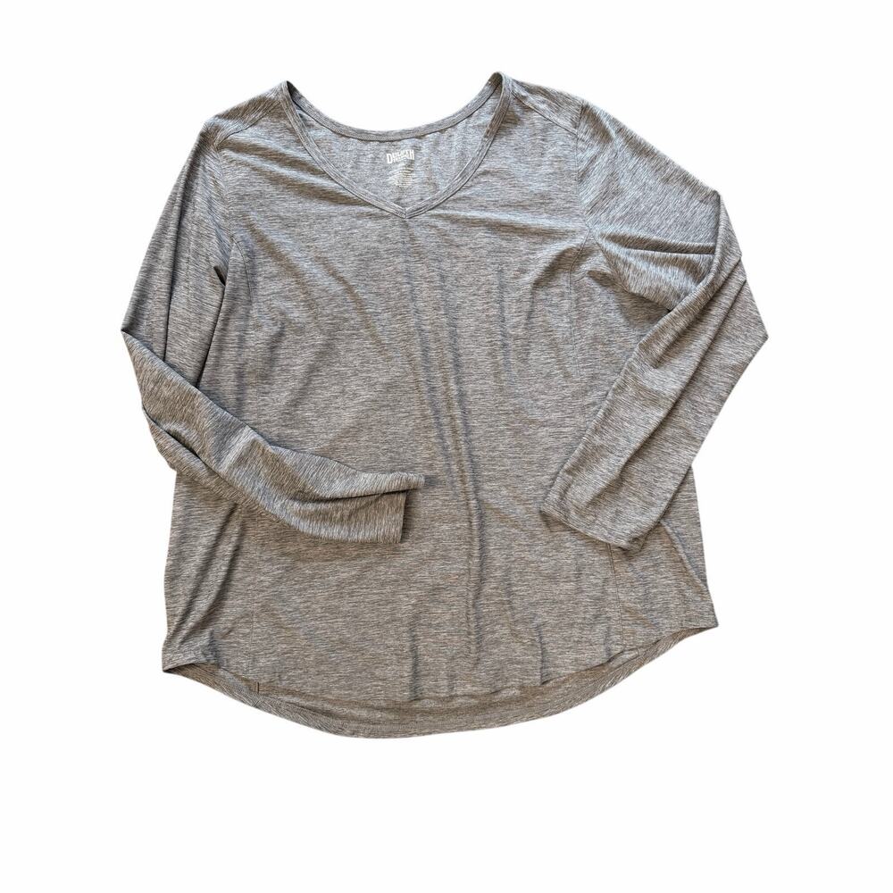 Duluth Trading Co Women's 2XL Heather Gray Long Sleeve V-Neck Tunic Top